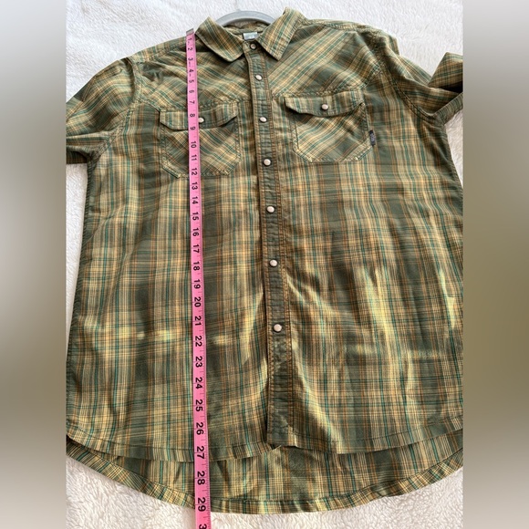 Stio Green and Yellow Flannel Plaid Button Down Shirt - Picture 6 of 11